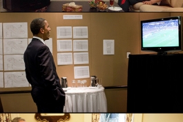 فوتبال دیدن روحانی.اوباما و بوش