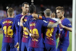FC Barcelona - لالیگا - بارسلونا- Denis Suarez- Lionel Messi - Andres Iniesta - Paulinho - Sergio Busquets - Gerard Deulofeu