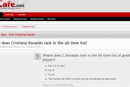 نظرسنجی سایت Redcafe.net(بزرگترین فروم هواداری منچستر یونایتد در جهان)-رونالدو در کدام رده از بهترین فوتبالیست های تاریخ جا دارد؟  