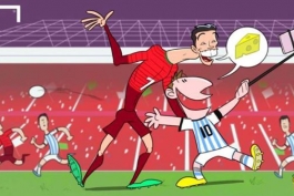 کاریکاتور روز/ سلفی مسی و رونالدو وسط بازی پرتغال و آرژانتین