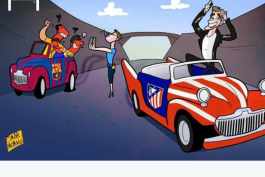 كاریكاتور جدید عمر مومنی درباره بازی بارسا اتلتیكو