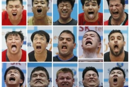نمایی جالب از چهره وزنه برداران- بازیهای آسیایی 