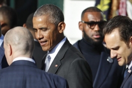 دیدار باراک اوباما و بازیکنان کلیولند کاوالیرز