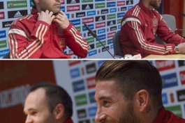 سرخیو راموس و آندرس اینیستا در کنار هم در لباس تیم ملی اسپانیا 2