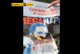 ویدیو؛ آتش زدن پیراهن ایگواین توسط هواداران ناپولی