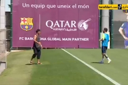 حضور سر زده رونالدینیو در تمرینات بارسلونا پیش از فینال کوپا دل ری