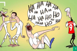 بنزما و خندیدن به شایعه انتقال به آرسنال(کاریکاتور)