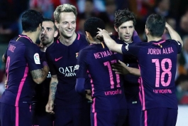 لالیگا اسپانیا-ایوان راکیتیچ-شادی پس از گل بارسلونا