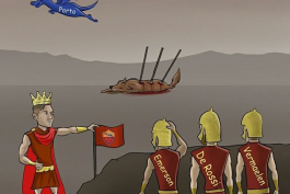 خطای سربازان رم در پرتاب نیزه به سمت اژدها (کاریکاتور)