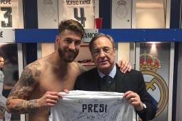 تبریک تولد بازیکنان رئال مادرید به فلورنتینو پرز (عکس)