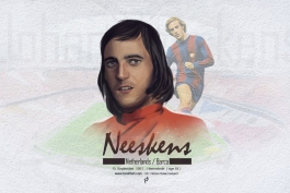 پوستر اختصاصی طرفداری؛ یوهان نیسکنز، فوق ستاره هلندی دهه هفتاد بارسلونا