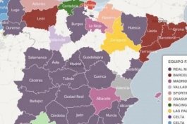 نقشه جغرافیایی تقسیم علاقه به تیمهای لالیگا