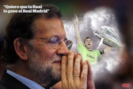 نشریه اسپانیایی Marca امروز با انتشار یک تصویر، به مصاحبه روز گذشته نخست وزیر اسپانیا ماریانو راخوی مبنی بر علاقه شخصی وی به قهرمانی رئال مادرید در لیگ قهرمانان اروپا اشاره کرده است.