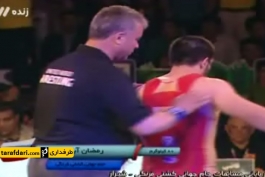 جام جهانی کشتی فرنگی - پیروزی طاهری مقابل آباچاریف در وزن 80 کیلوگرم (ایران - روسیه)