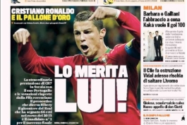تیتر امروز روزنامه های ایتالیایی؛ رونالدو شایسته دریافت توپ طلاست