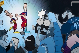 وقتی درخشش سوارز و نیمار، مسی را از کانون توجهات دور می کند (کاریکاتور)