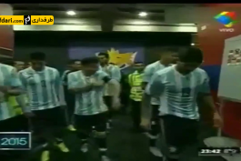 ویدیو؛  شوخی مسی و دی ماریا با صحبت های تاتا مارتینو بین دو نیمه بازی با پاراگوئه