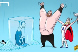 کاریکاتور عمر مومنی در خصوص بازی پرتغال و ایسلند
