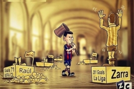کاریکاتور روز: لیونل مسی و پشت سر گذاشتن رکوردهای مختلف دنیای فوتبال