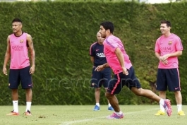 عکس روز: مسی، نیمار و سوارز در تمرینات امروز بارسلونا