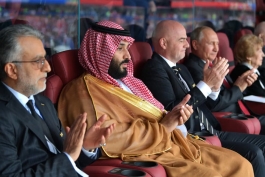 ولیعهد عربستان، رییس فیفا و رییس جمهور روسیه در جام جهانی 2018