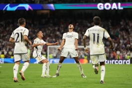 خوشحالی گل جود بلینگام در بازی مقابل اونیون برلین - لیگ قهرمانان اروپا