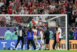 شادی بازیکنان اردن پس از رسیدن به فینال جام ملت های آسیا