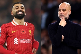 محمد صلاح با پیراهن لیورپول و پپ گواردیولا روی نیمکت منچسترسیتی 