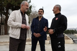 رضا درویش مدیرعامل پرسپولیس - افشین پیروانی سرپرست پرسپولیس - اسماعیل کارتال سرمربی پرسپولیس - لیگ برتر فوتبال ایران