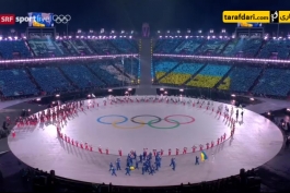 لحظه ورود و رژه ورزشکاران ایرانی در مراسم افتتاحیه المپیک زمستانی پیونگ چانگ کره جنوبی