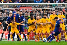 بارسلونا - لالیگا - گلزنی مقابل اتلتیکو مادرید - صدمین گل فصل بلوگرانا - ششصدمین گل لیونل مسی