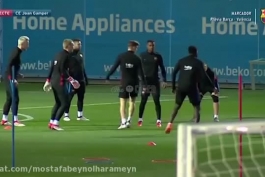 ویدئو؛ تمرین کـامل بازیکنان بارسلونا برای بازی با والنسیا