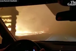فرار و نجات یافتن  از درون شعله های آتش سوزی کالیفرنیا