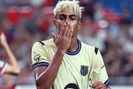 لامین یامال پس از گلزنی مقابل اف سی سئول - وینگر اسپانیایی بارسلونا - دوستانه