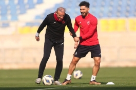 امید عالیشاه بازیکن پرسپولیس تهران - یحیی گل محمدی سرمربی فولاد خوزستان - لیگ برتر ایران