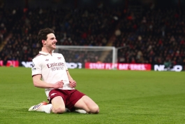 خوشحالی گل دکلان رایس مقابل آرسنال