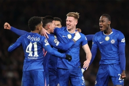 خوشحالی پس از گل بازیکنان چلسی مقابل بارسلونا - لیگ قهرمانان اروپا 