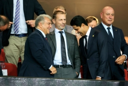 خوان لاپورتا - الکساندر چفرین - ناصر الخلیفی - روسای بارسلونا، یوفا و پاری سن ژرمن در لیگ قهرمانان اروپا 