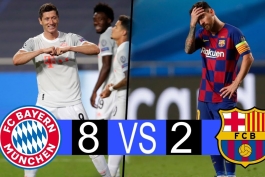 بایرن مونیخ 8-2 بارسلونا - لیونل مسی - روبرت لواندوفسکی