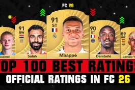 ریتینگ 100 بازیکن برتر EA FC 26 - کیلیان امباپه - لامین یامال - عثمان دمبله - محمد صلاح - ارلینگ هالند