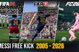 مقایسه جزئیات گرافیکی ضربات آزاد لیونل مسی در بازی‌های فیفا