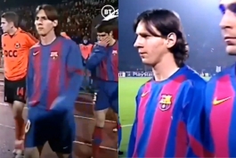 اولین بازی لیونل مسی با پیراهن بارسلونا در لیگ قهرمانان اروپا