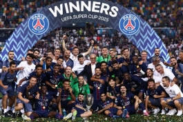 جشن قهرمانی پاری سن ژرمن در سوپرجام اروپا 2025