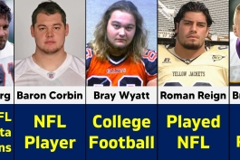 کشتی‌گیران WWE با سابقه حضور در فوتبال آمریکایی - براک لزنر - رومن رینز - گلدبرگ - بری وایت