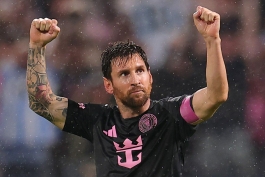 لیونل مسی پس از گلزنی مقابل نیویورک سیتی - ستاره آرژانتینی اینتر میامی - لیگ MLS