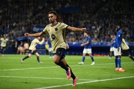 اریک گارسیا پس از گلزنی مقابل رئال اویدو - بازیکن اسپانیایی بارسلونا - لالیگای اسپانیا