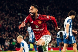 ماتئوس کونیا پس از گلزنی مقابل برایتون - مهاجم برزیلی منچستریونایتد - لیگ برتر انگلیس