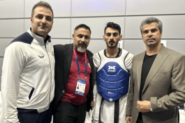 عکس از امیرسینا بختیاری و هادی ساعی و مجید افلاکی در مسابقات قهرمانی جهان تکواندو