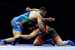 عکس از امیر علی آذرپیرا و احمد تاج‌الدین‌اف در مسابقات قهرمانی جهان