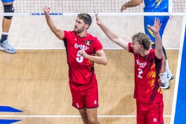 عکس از بازی بلژیک و اوکراین در مسابقات والیبال قهرمانی جهان ۲۰۲۵